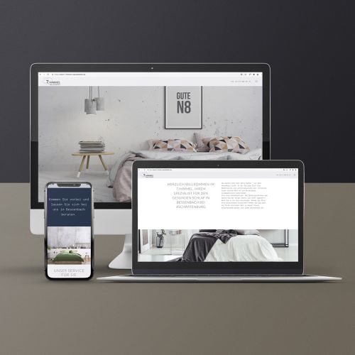 Website www.7-himmel-wasserbetten.de auf iPhone, macbook und iMac