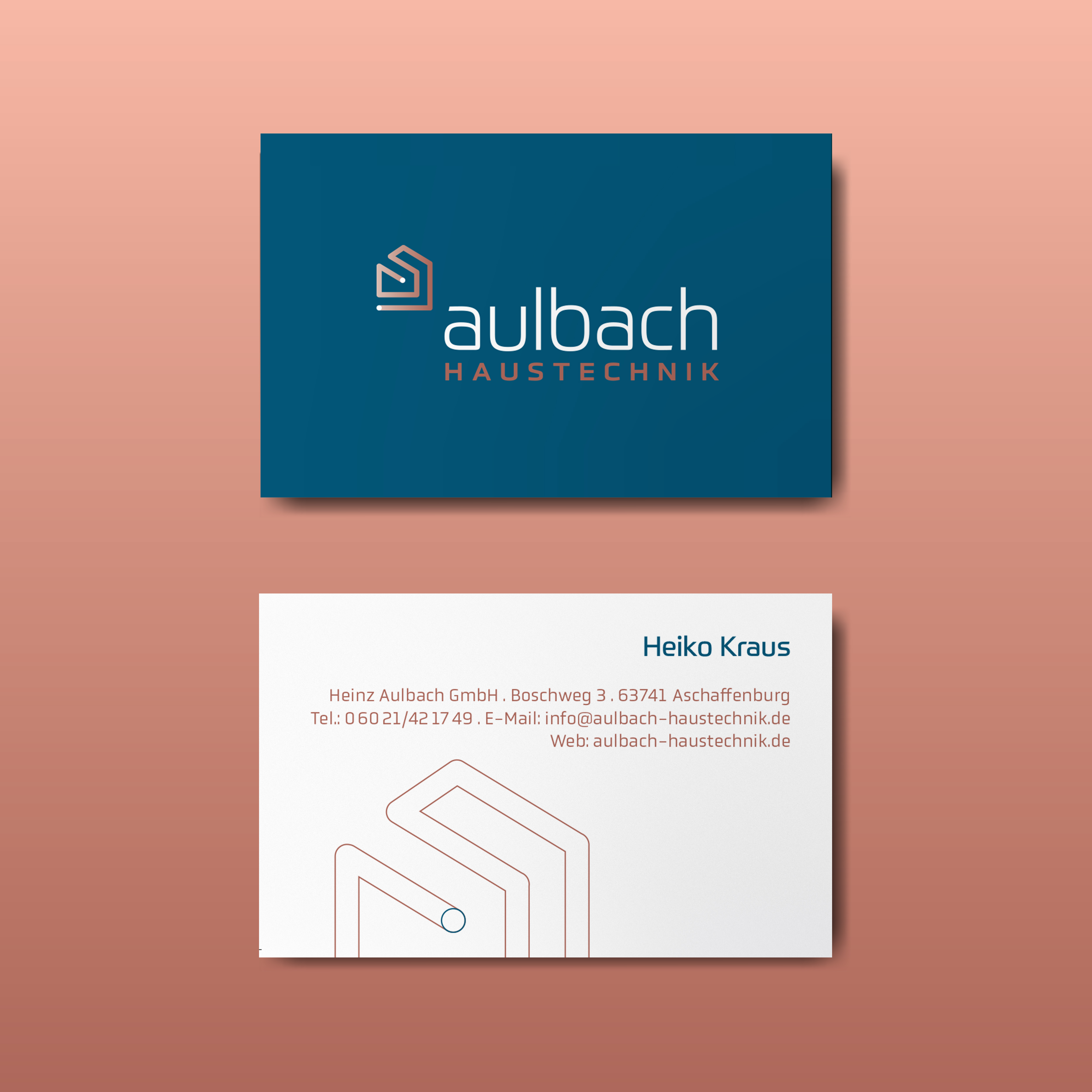 Visitenkarten im Corporate Design von Aulbach Haustechnik