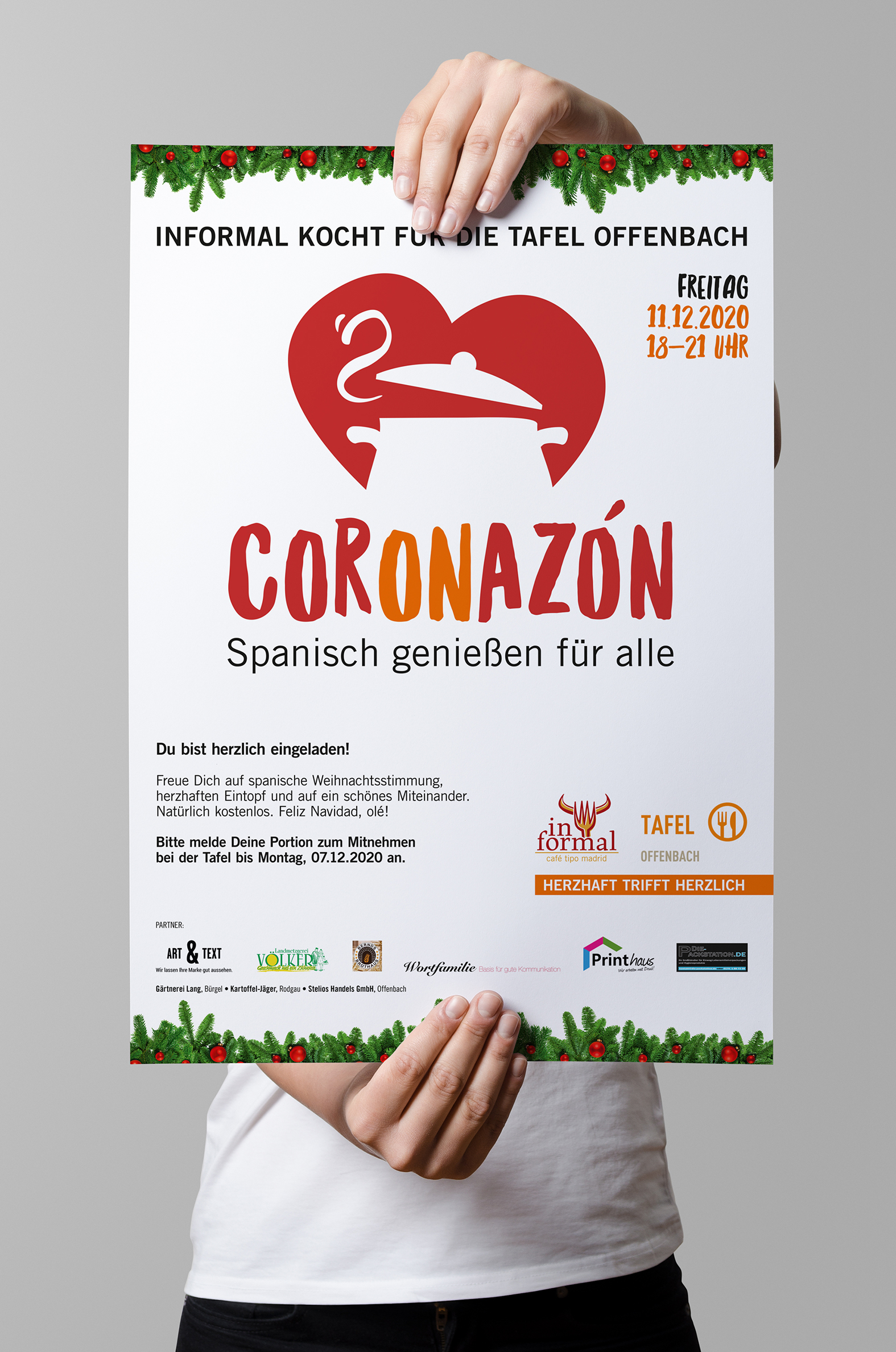 Plakat der CORONAZÓN Benefiz-Aktion für die Tafel Offenbach