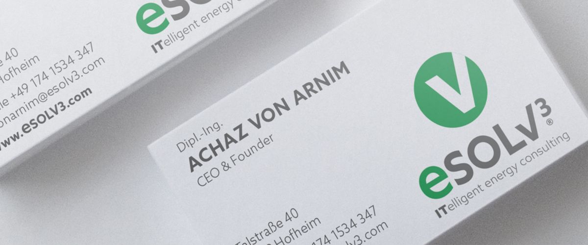 Visitenkarten für eSOLV3 – Energy, IT und Business Intelligence