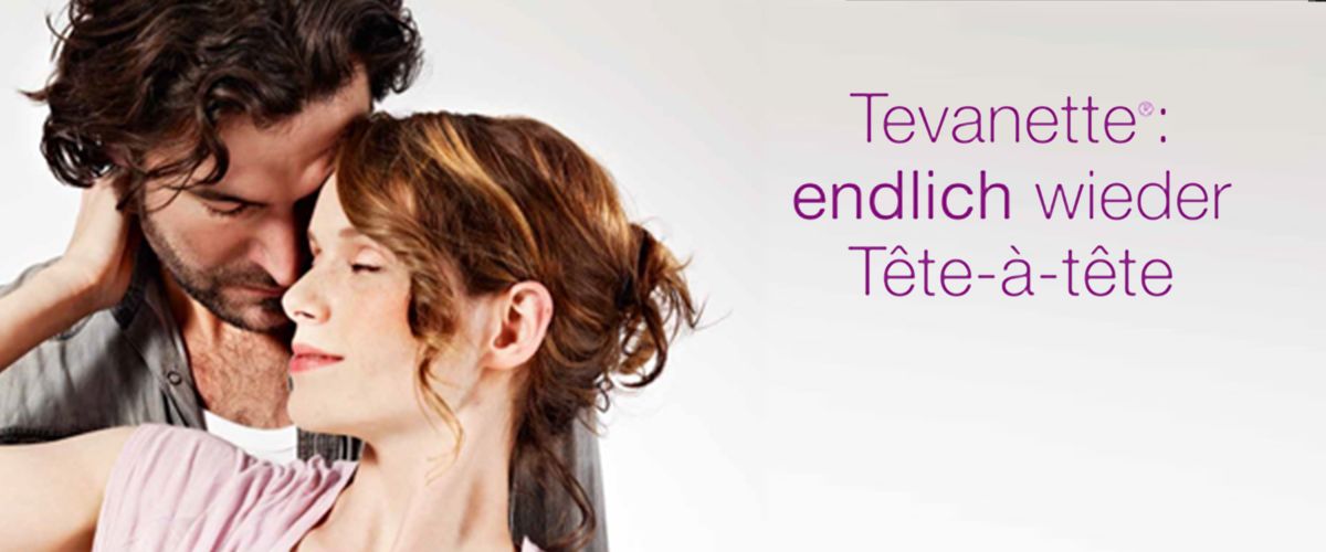 Pharma-Kampagne für Tevanette von Teva mit Tête-à-tête-Motiv