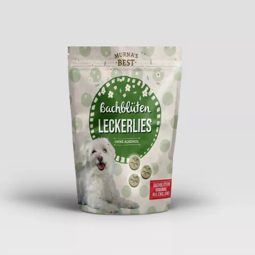 Packungsdesign für Murna’s Best Bachblüten Leckerlies von Murnauers